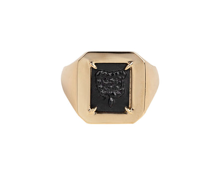 Black Onyx Trust Your Guts Signet Ring