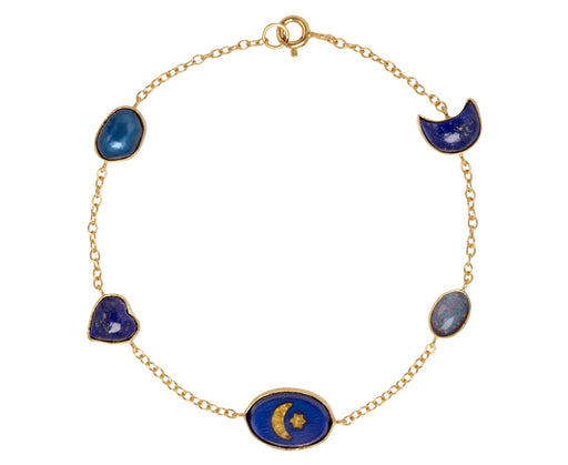 Cobalt Tone Five Mini Charm Bracelet