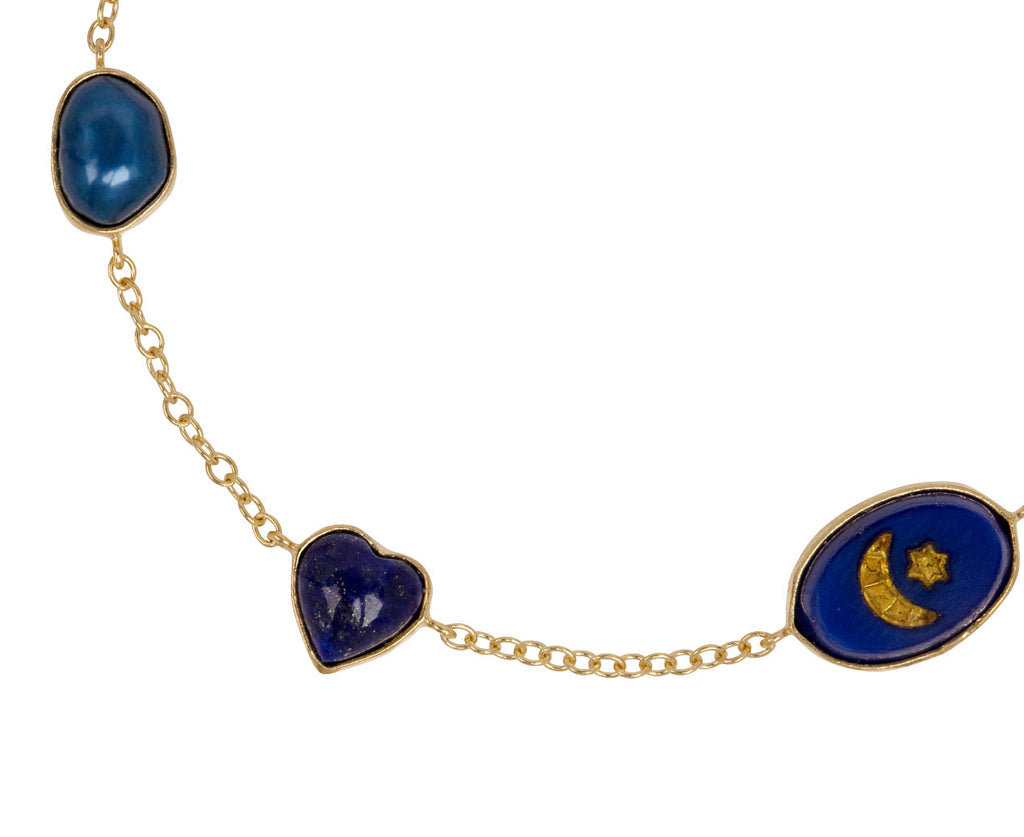 Cobalt Tone Five Mini Charm Bracelet