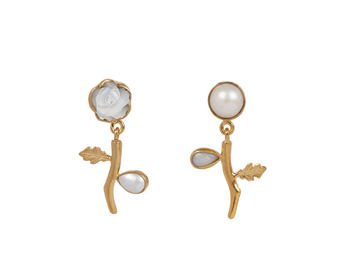 White Flower Drop Earrings