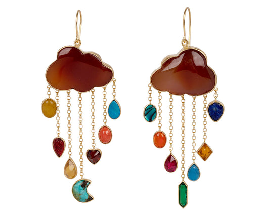 Carnelian Cloud and Rain Drop Earrings