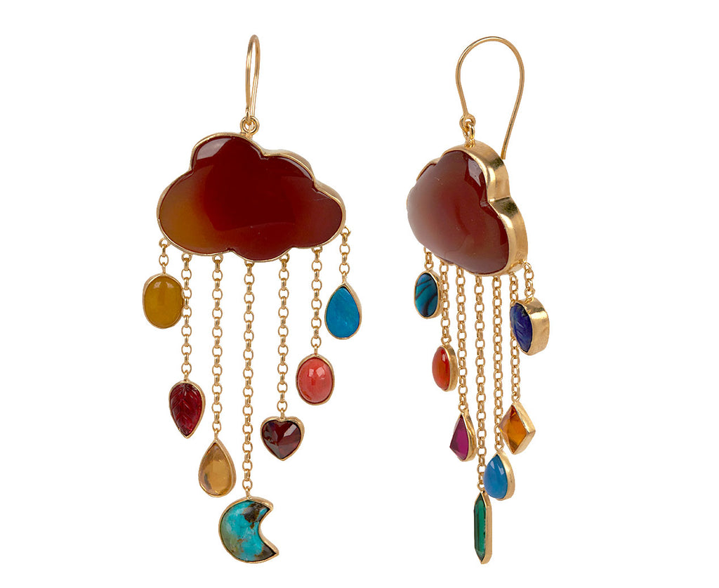 Carnelian Cloud and Rain Drop Earrings