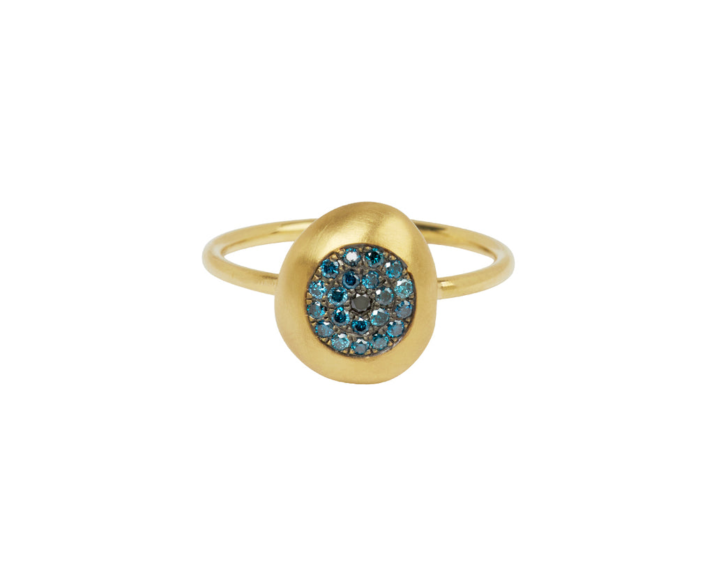 Big Blue and Black Diamond Healing Eye Ring