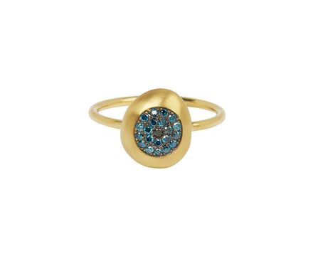 Big Blue and Black Diamond Healing Eye Ring