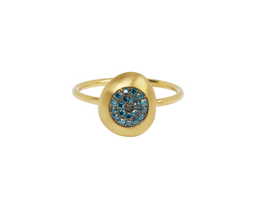 Big Blue and Black Diamond Healing Eye Ring