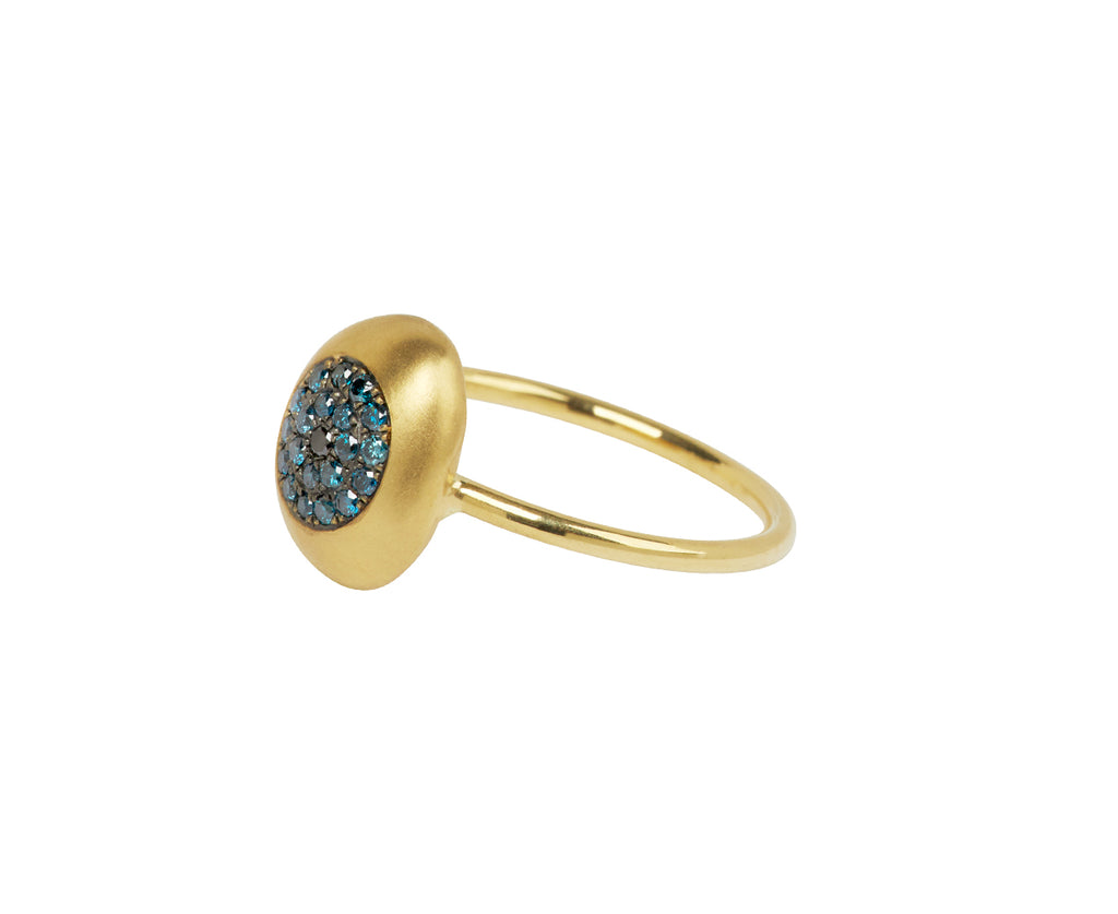 Big Blue and Black Diamond Healing Eye Ring