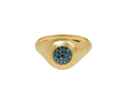 Blue and Black Diamond Healing Eye Signet Ring