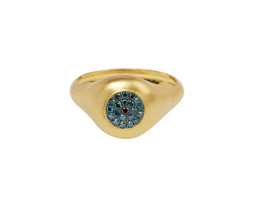 Blue and Black Diamond Healing Eye Signet Ring
