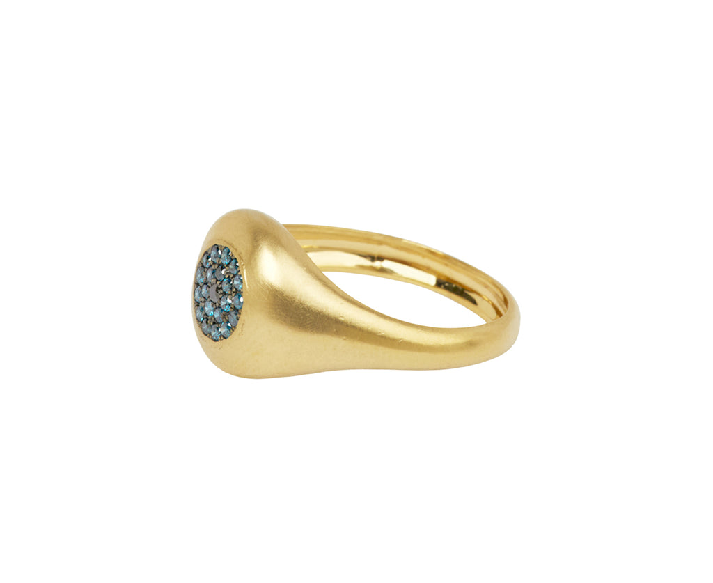 Blue and Black Diamond Healing Eye Signet Ring