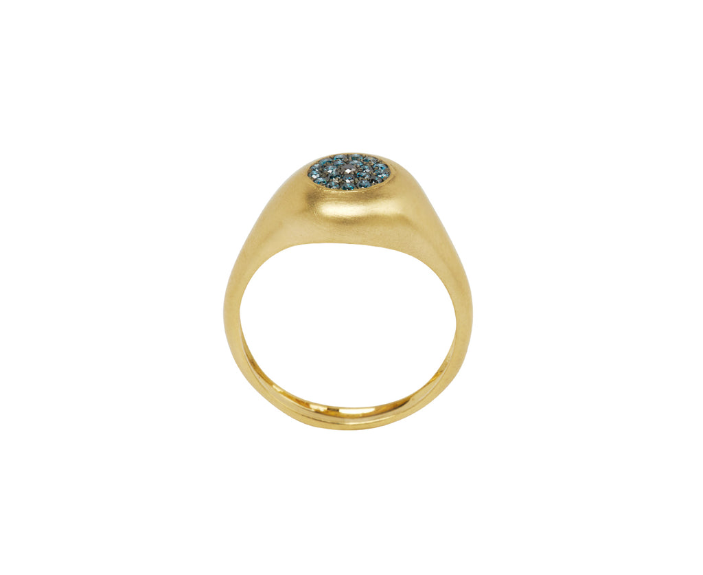 Blue and Black Diamond Healing Eye Signet Ring