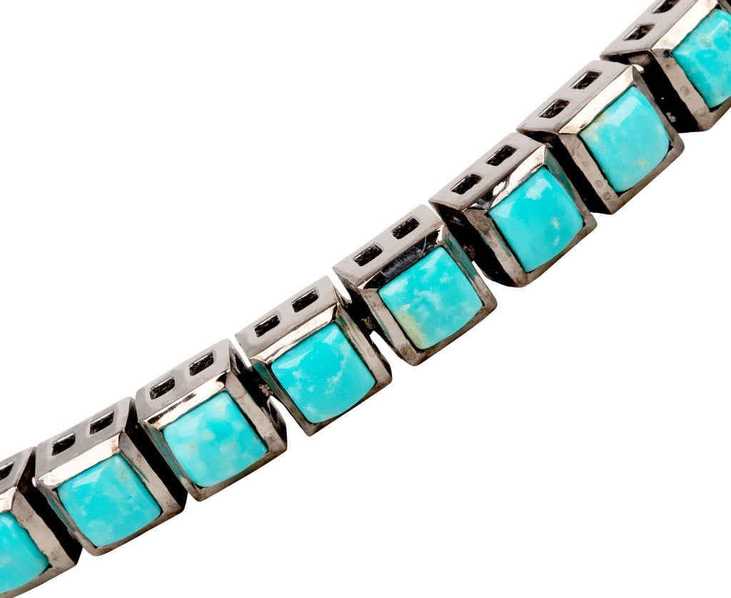 Nak Armstrong Nakard Men's Turquoise Tile Bracelet - Closeup