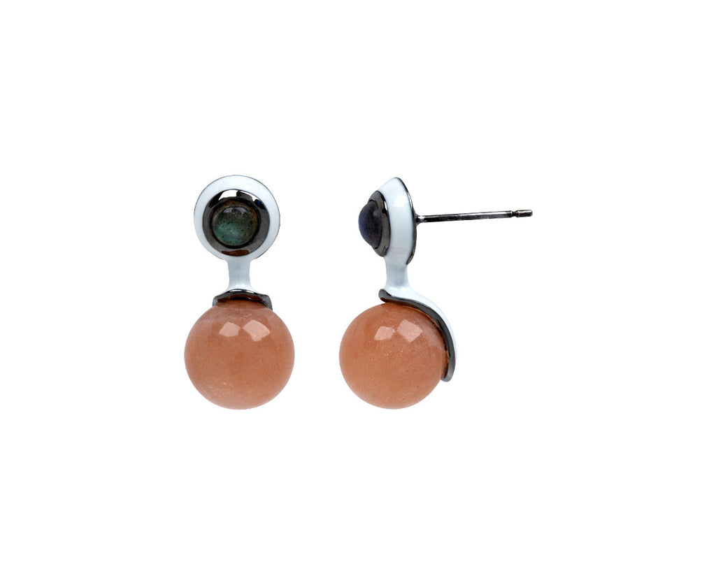 Nak Armstrong Nakard Peach Moonstone Sconce Earrings - Side View