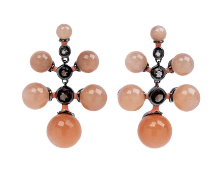 Nak Armstrong Nakard Peach Moonstone and Smoky Quartz Radiant Earrings