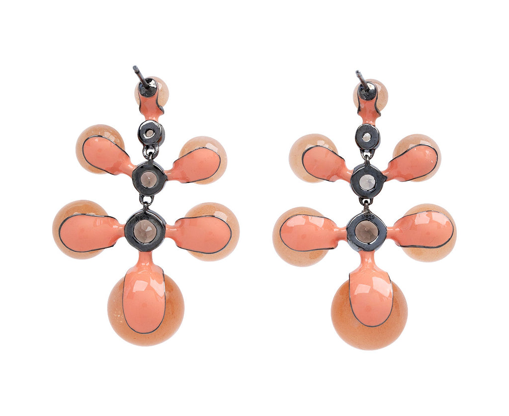 Nak Armstrong Nakard Peach Moonstone and Smoky Quartz Radiant Earrings - Back View