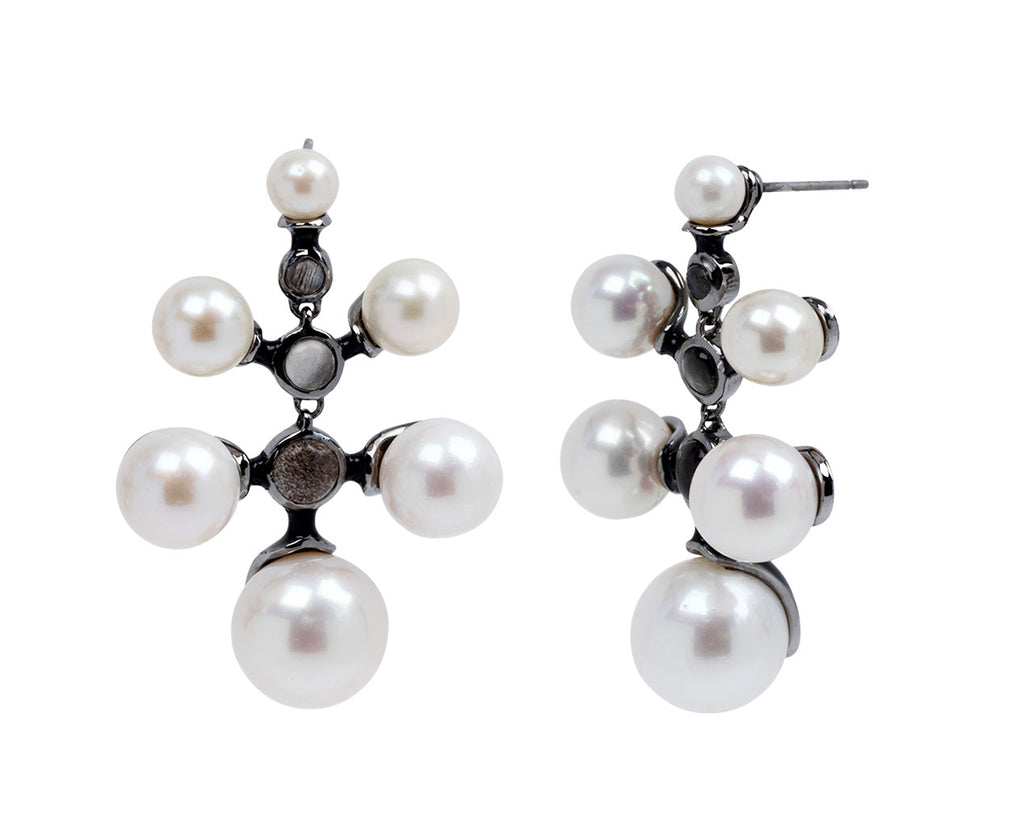 Nak Armstrong Nakard Pearl and Moonstone Radiant Earrings - Closeup