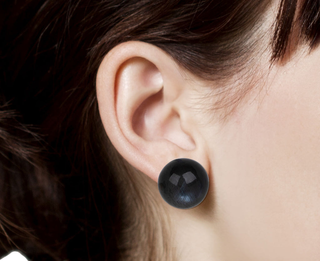 Nak Armstrong Nakard Moonstone Large Pushpin Stud Earrings - Profile Closeup