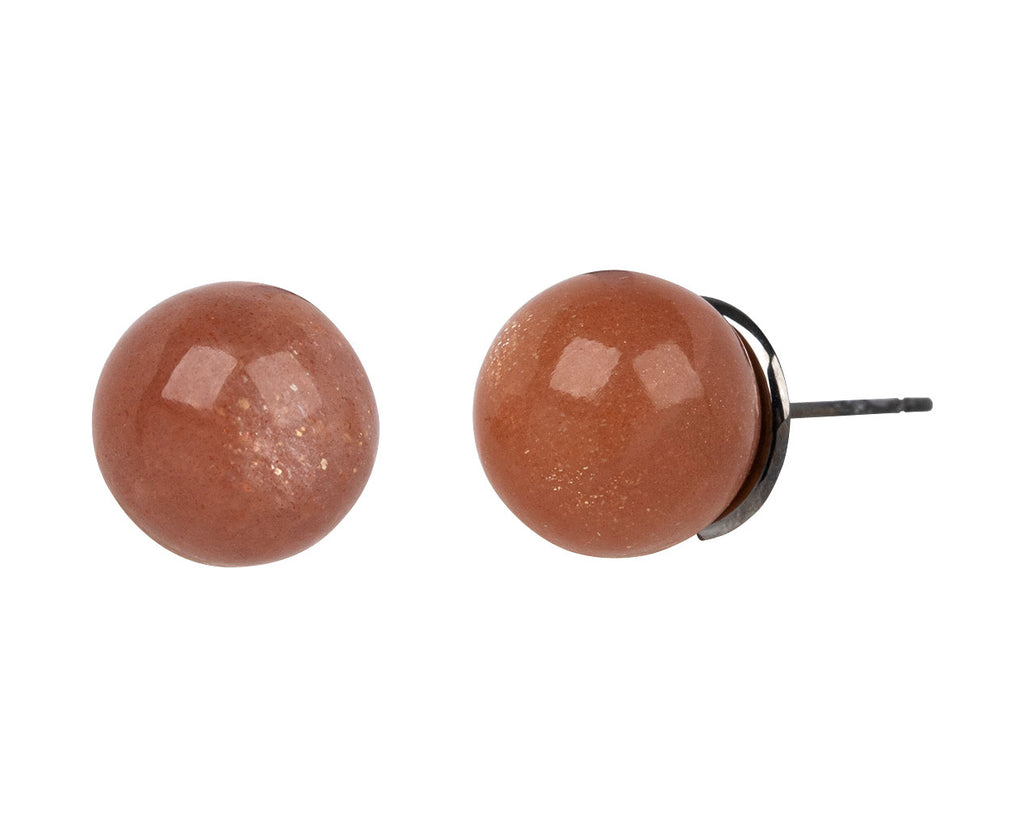 Nak Armstrong Nakard Peach Moonstone Large Pushpin Stud Earrings - Side View