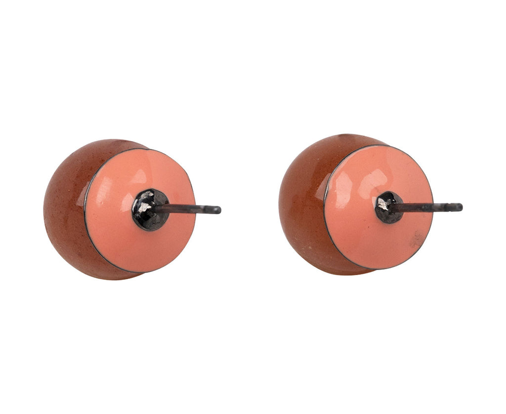 Nak Armstrong Nakard Peach Moonstone Large Pushpin Stud Earrings - Back View
