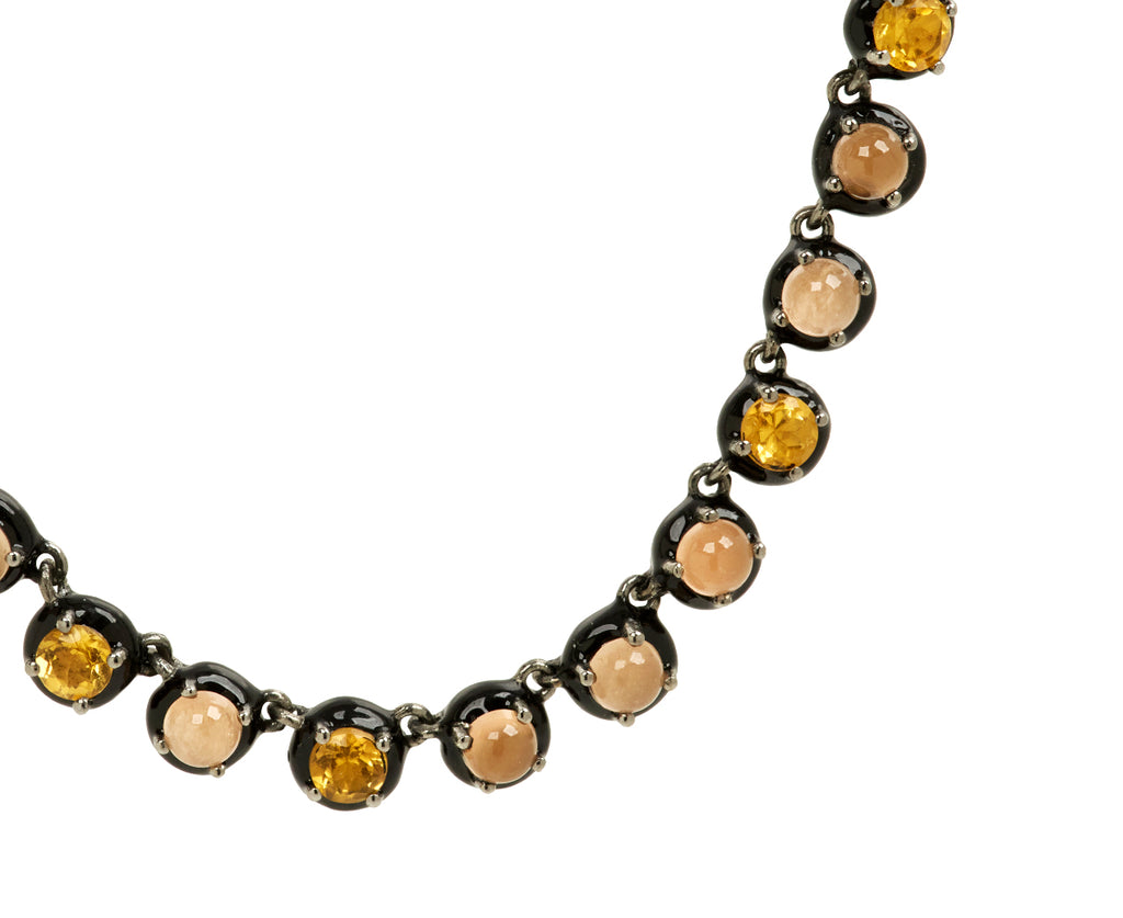 Nak Nakard Armstrong Small Georgian Peach Moonstone and Citrine Rivière Necklace - closeup