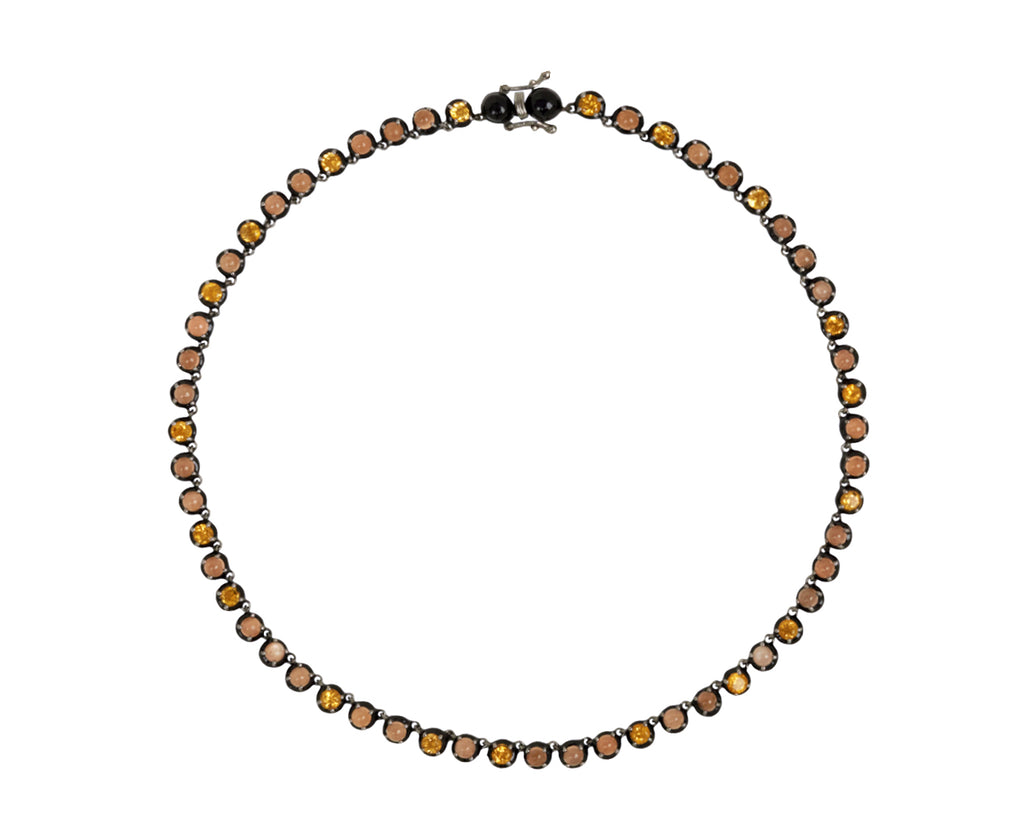 Nak Nakard Armstrong Small Georgian Peach Moonstone and Citrine Rivière Necklace - top down