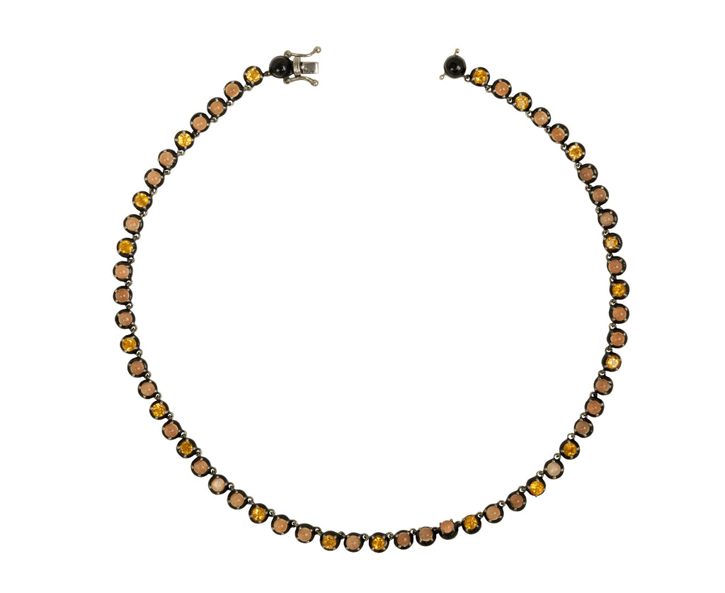 Nak Nakard Armstrong Small Georgian Peach Moonstone and Citrine Rivière Necklace - open