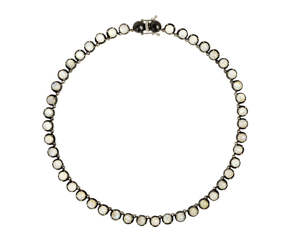 Nak Nakard Armstrong Large Georgian Rainbow Moonstone Rivière Necklace - top down
