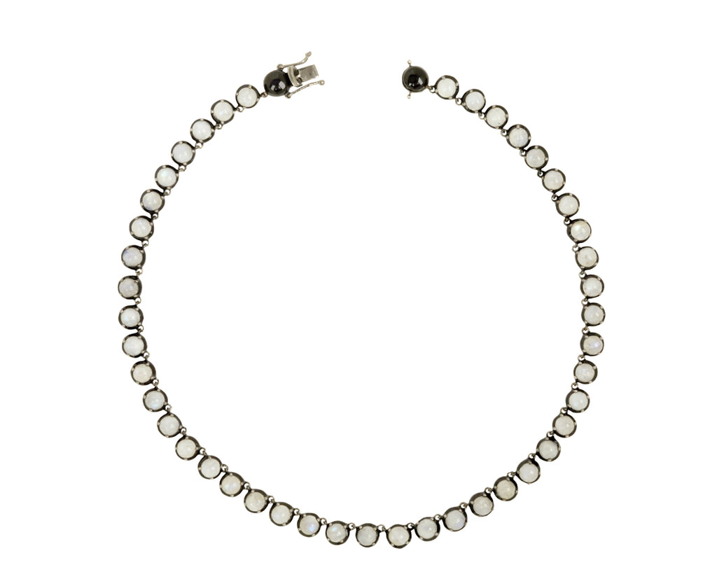 Nak Nakard Armstrong Large Georgian Rainbow Moonstone Rivière Necklace -  open