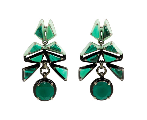 Nak Nakard Armstrong Chrysoprase, Malachite and Green Onyx Swallowtail Earrings