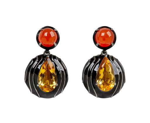 Citrine and Carnelian Thumbprint Earrings