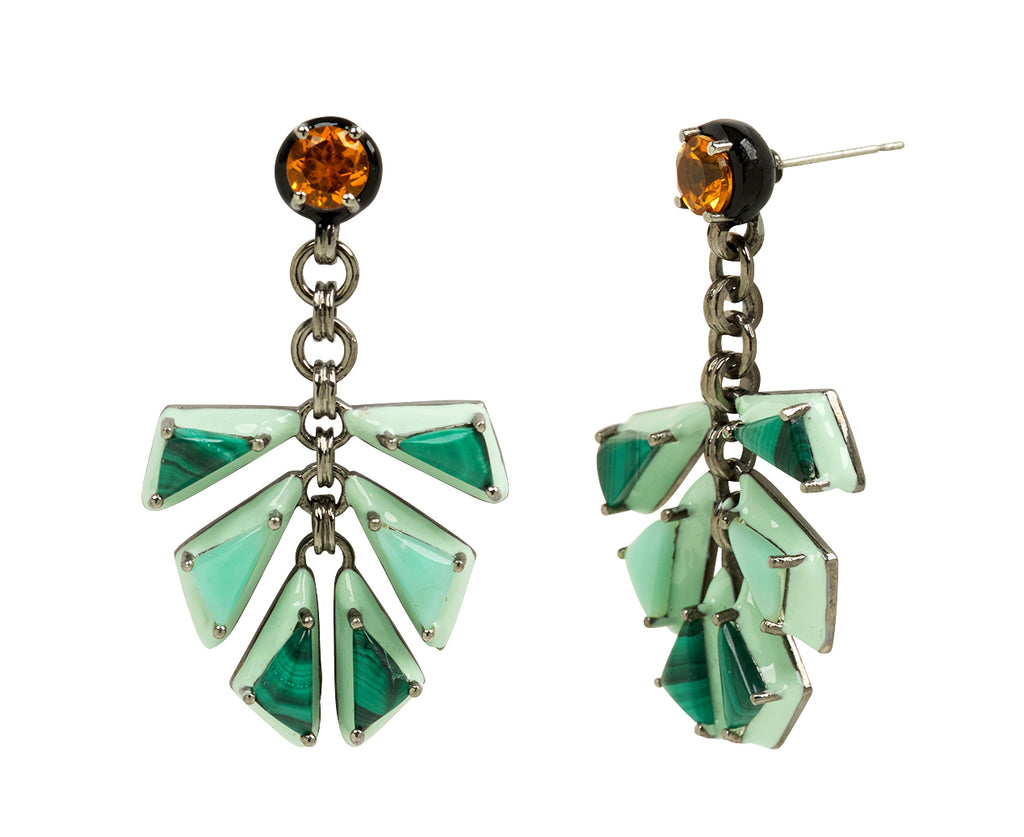 Nak Nakard Armstrong Citrine, Malachite and Chrysoprase Philoden Earrings - side