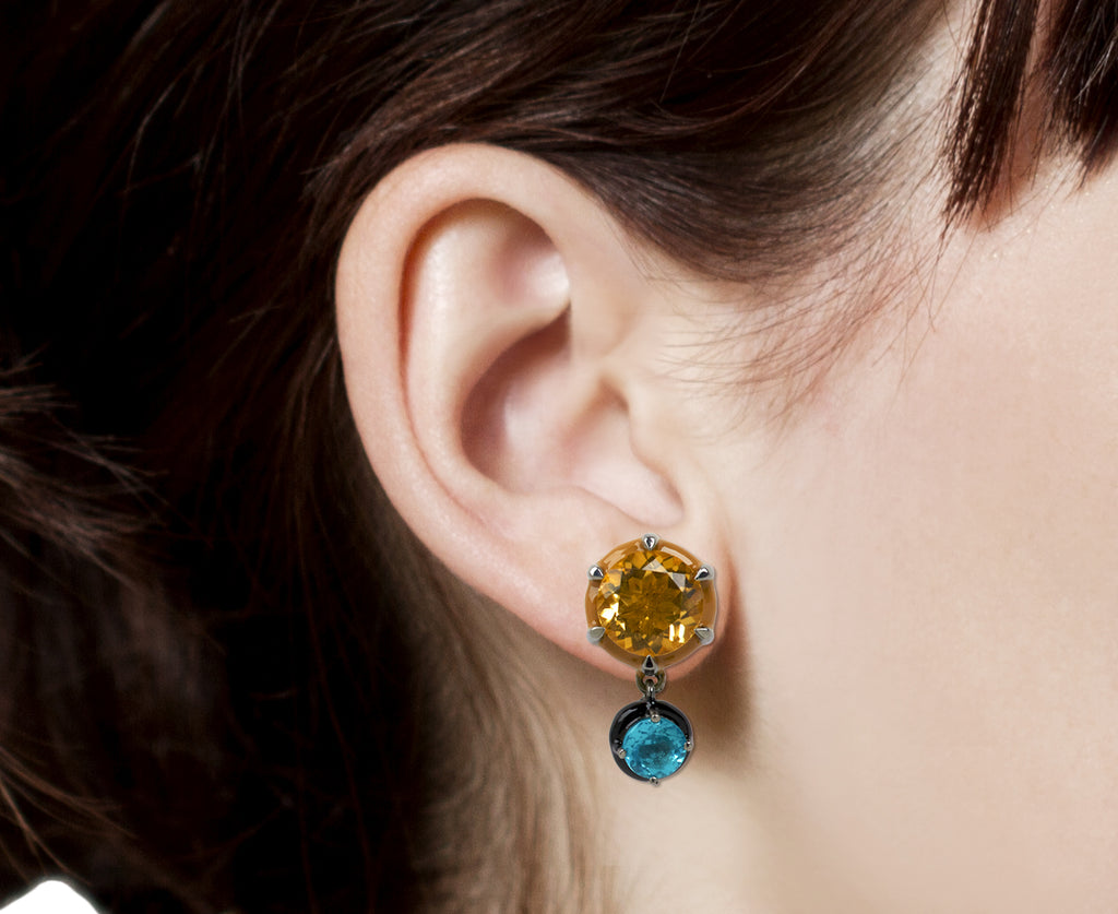Citrine and Apatite Spyglass Earrings