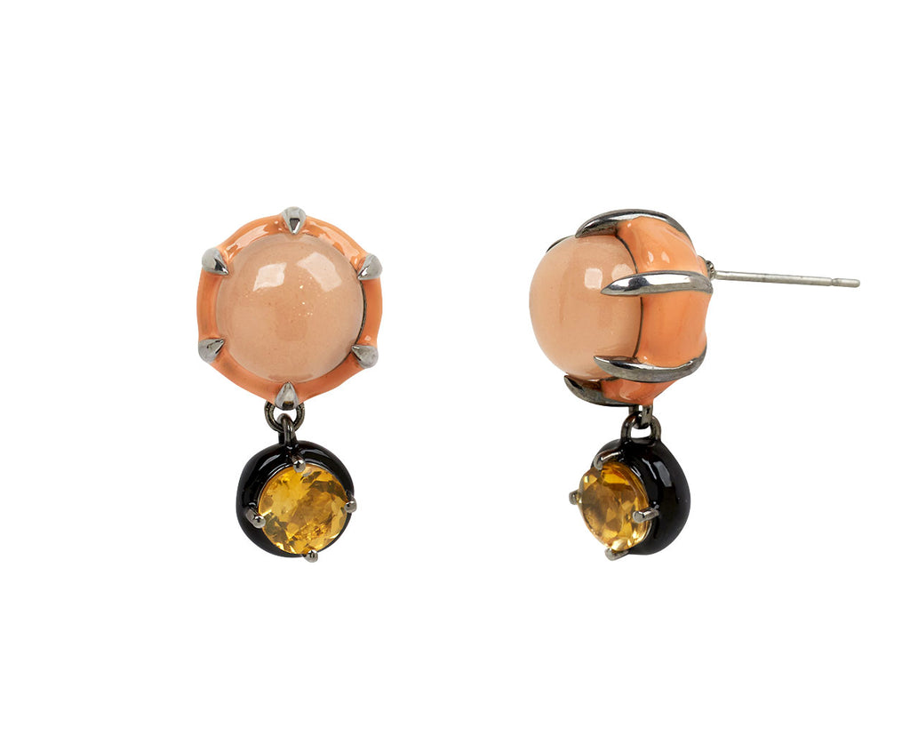 Peach Moonstone and Citrine Spyglass Earrings