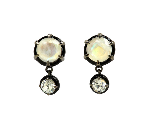 Nak Nakard Armstrong Rainbow Moonstone and White Zircon Spyglass Earrings