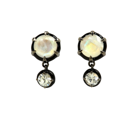 Nak Nakard Armstrong Rainbow Moonstone and White Zircon Spyglass Earrings