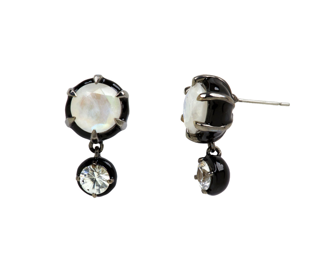 Nak Nakard Armstrong Rainbow Moonstone and White Zircon Spyglass Earrings - side