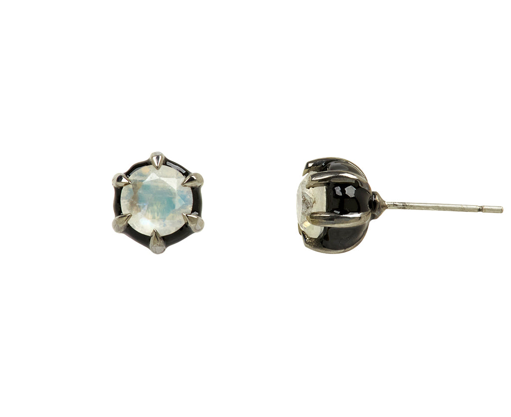Nak Nakard Armstrong Georgian Estate Rainbow Moonstone Stud Earrings - side