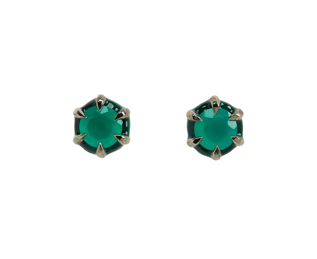 Nak Nakard Armstrong Georgian Estate Green Onyx Stud Earrings