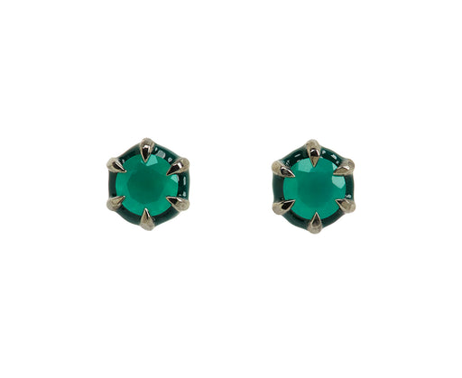 Nak Nakard Armstrong Georgian Estate Green Onyx Stud Earrings