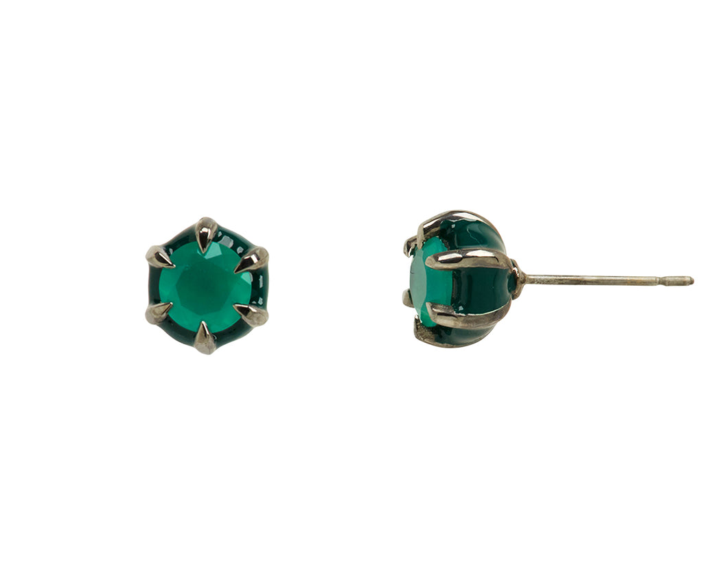 Nak Nakard Armstrong Georgian Estate Green Onyx Stud Earrings - side
