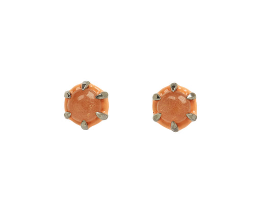 Nak Nakard Armstrong Georgian Estate Peach Moonstone Stud Earrings