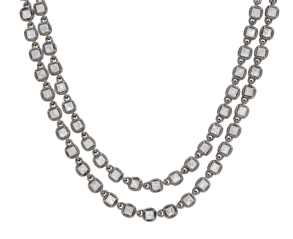 Nak Armstrong Nakard Rainbow Moonstone 3D Tile Chain Opera Necklace - Doubled