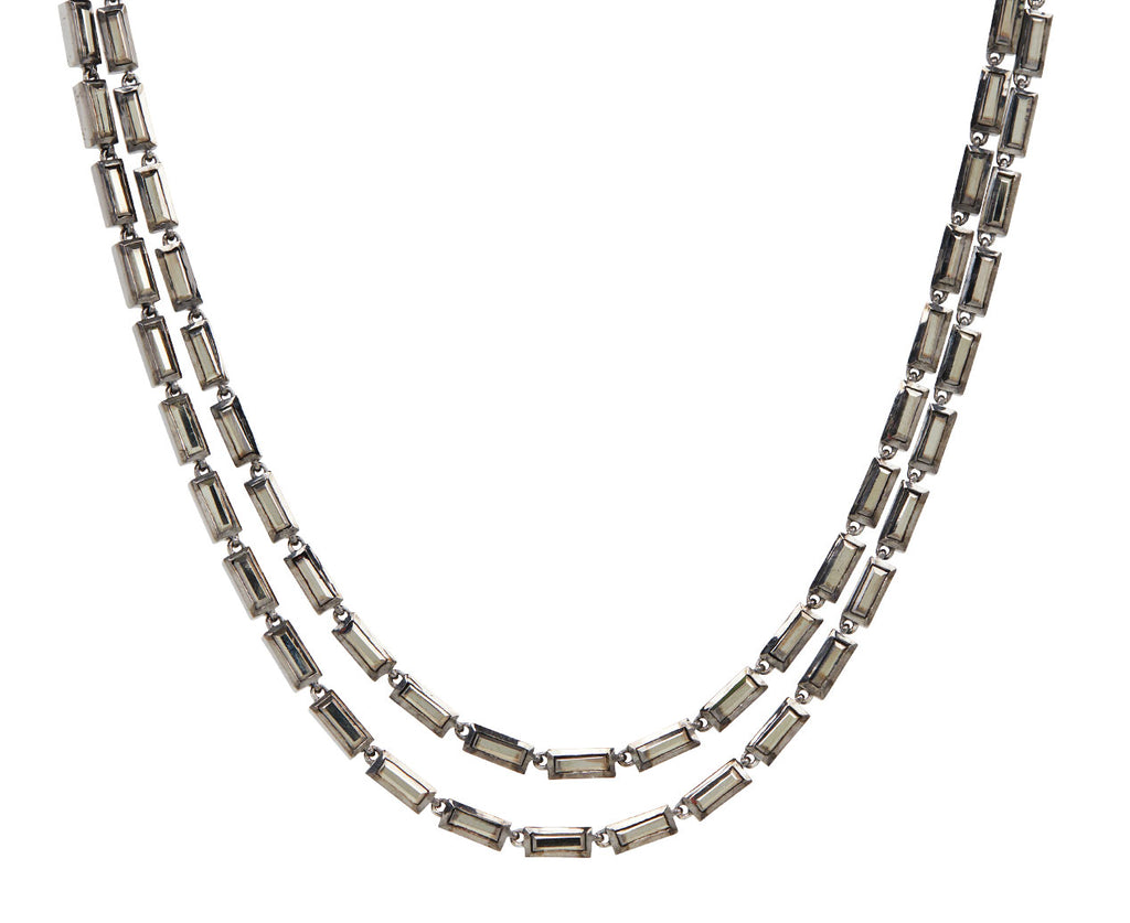 Nak Armstrong Nakard Pyrite Mini Linear Baguette Necklace - Closeup Doubled