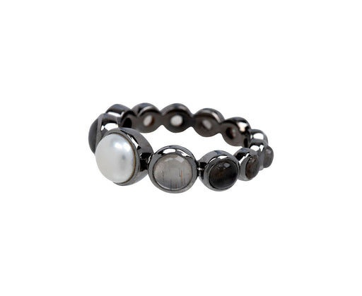 Nak Armstrong Nakard Pearl and Moonstone Graduated Dot Ring