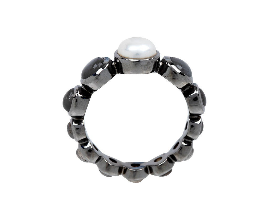 Nak Armstrong Nakard Pearl and Moonstone Graduated Dot Ring - Side View