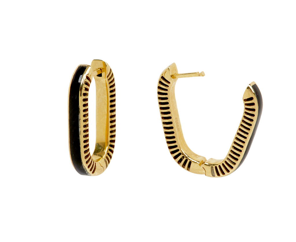 L'Atelier Nawbar Black Onyx and Diamond Lock Ray 1 Hoop Earrings - closure