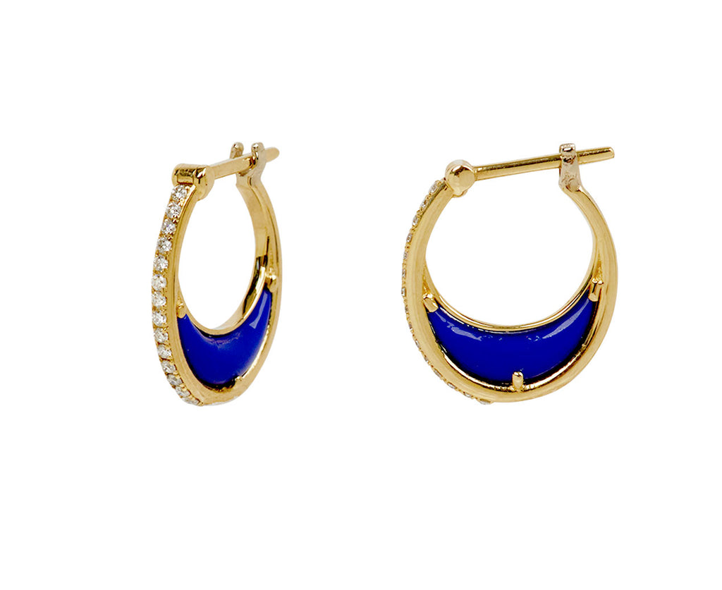 L'Atelier Nawbar Lapis and Diamond Bloom Moon 1 Hoop Earrings - side