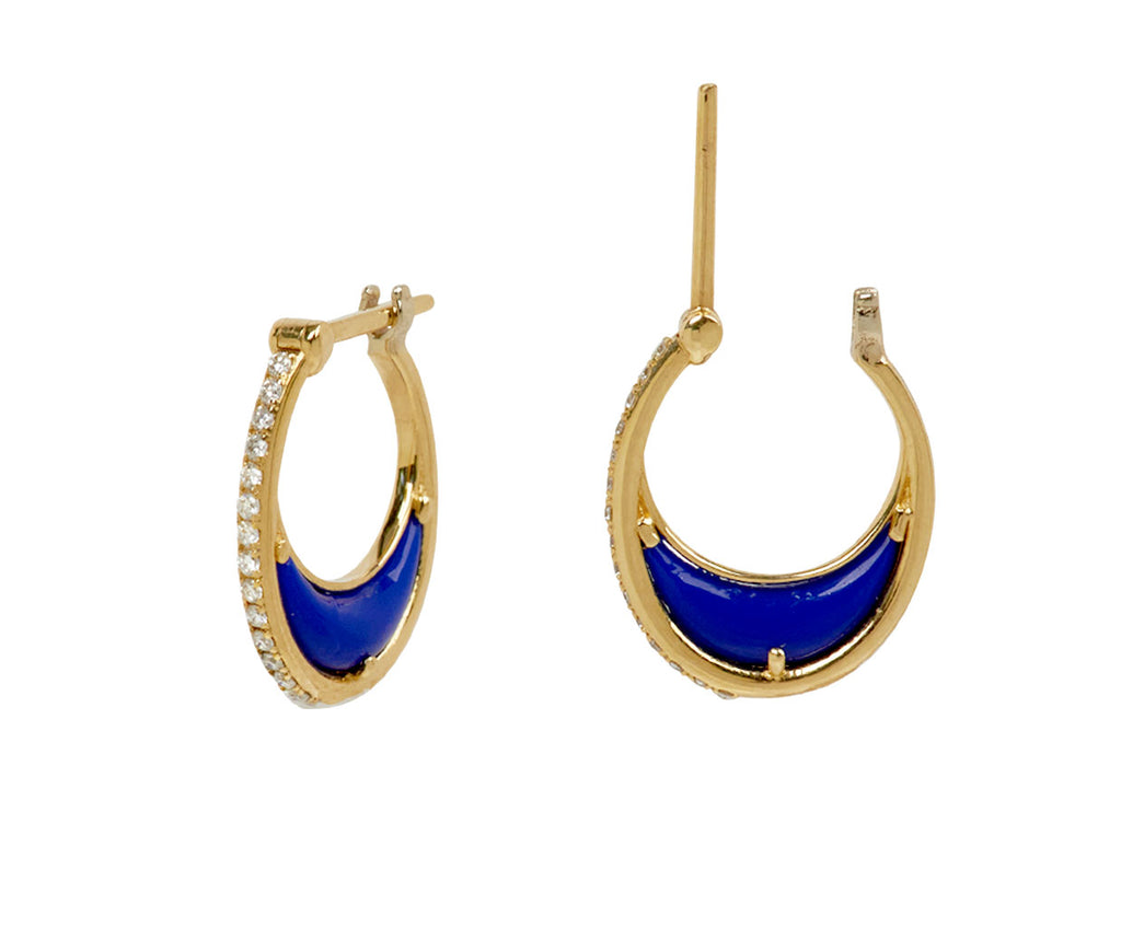 L'Atelier Nawbar Lapis and Diamond Bloom Moon 1 Hoop Earrings - closure