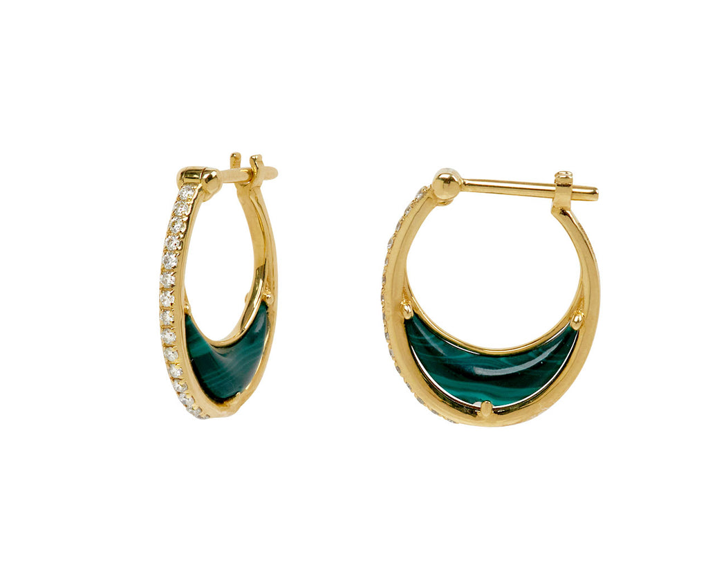 L'Atelier Nawbar Malachite and Diamond Bloop Moon 1 Hoop Earrings - side