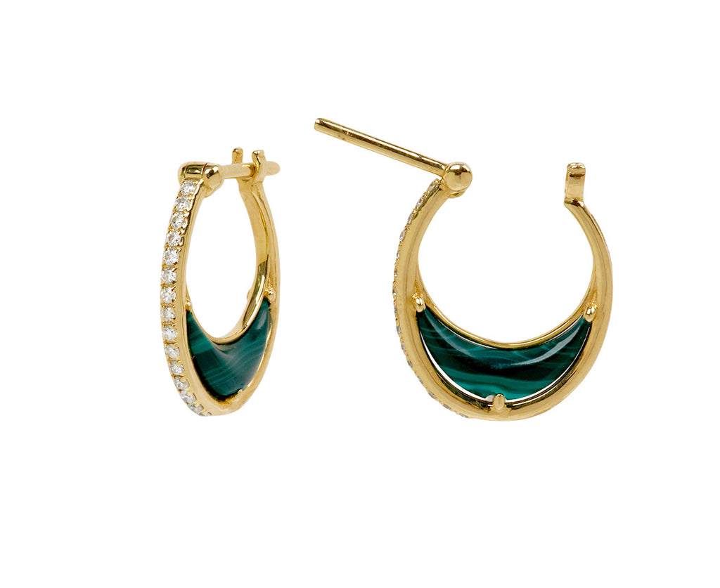 L'Atelier Nawbar Malachite and Diamond Bloop Moon 1 Hoop Earrings - closure