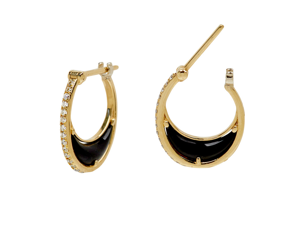 L'Atelier Nawbar Black Onyx and Diamond Bloop Moon 1 Hoop Earrings - closure